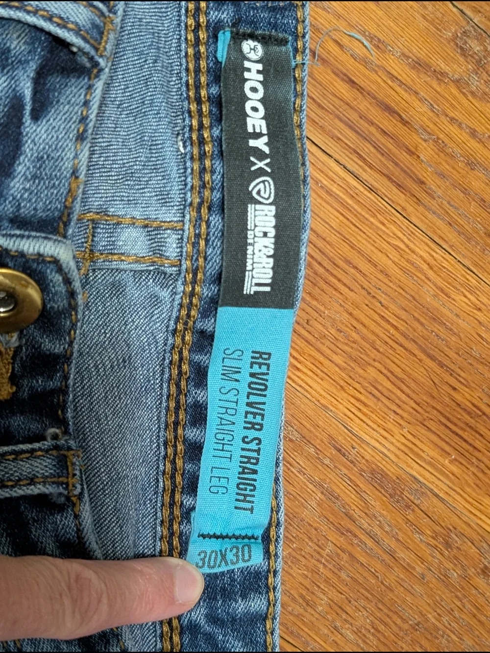 ROCK & ROLL Jean Mens 30x30 Blue Stretch HOOEY Revolver Straight Cowboy Denim